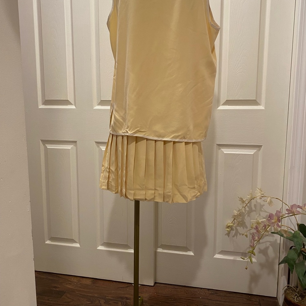 Yellow Pleated Skirt and Blazer Set